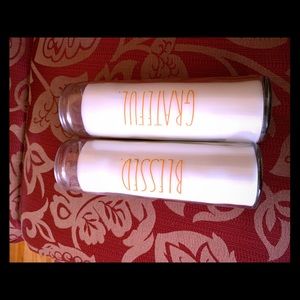 rae dunn new gather and blessed candles orange